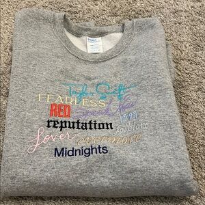 Taylor Swift Albums Embroidered Gray Sweatshirt Small Swiftie Apparel Cozy Top‎